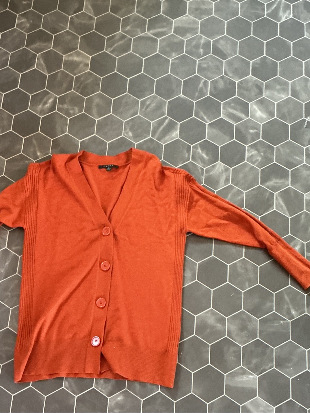 Orange Women's V-Neck Button Cardigan - Unbranded